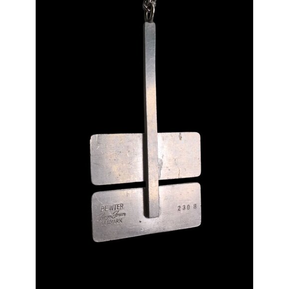 Vintage Jørgen Jensen Denmark Pewter Necklace & Bracelet Set 230B Red Glass Cabo - Picture 4 of 7